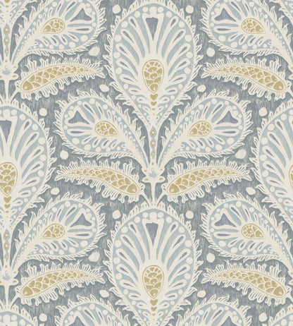 Ikat Clover Wallpaper by Josephine Munsey Blue and Yellow