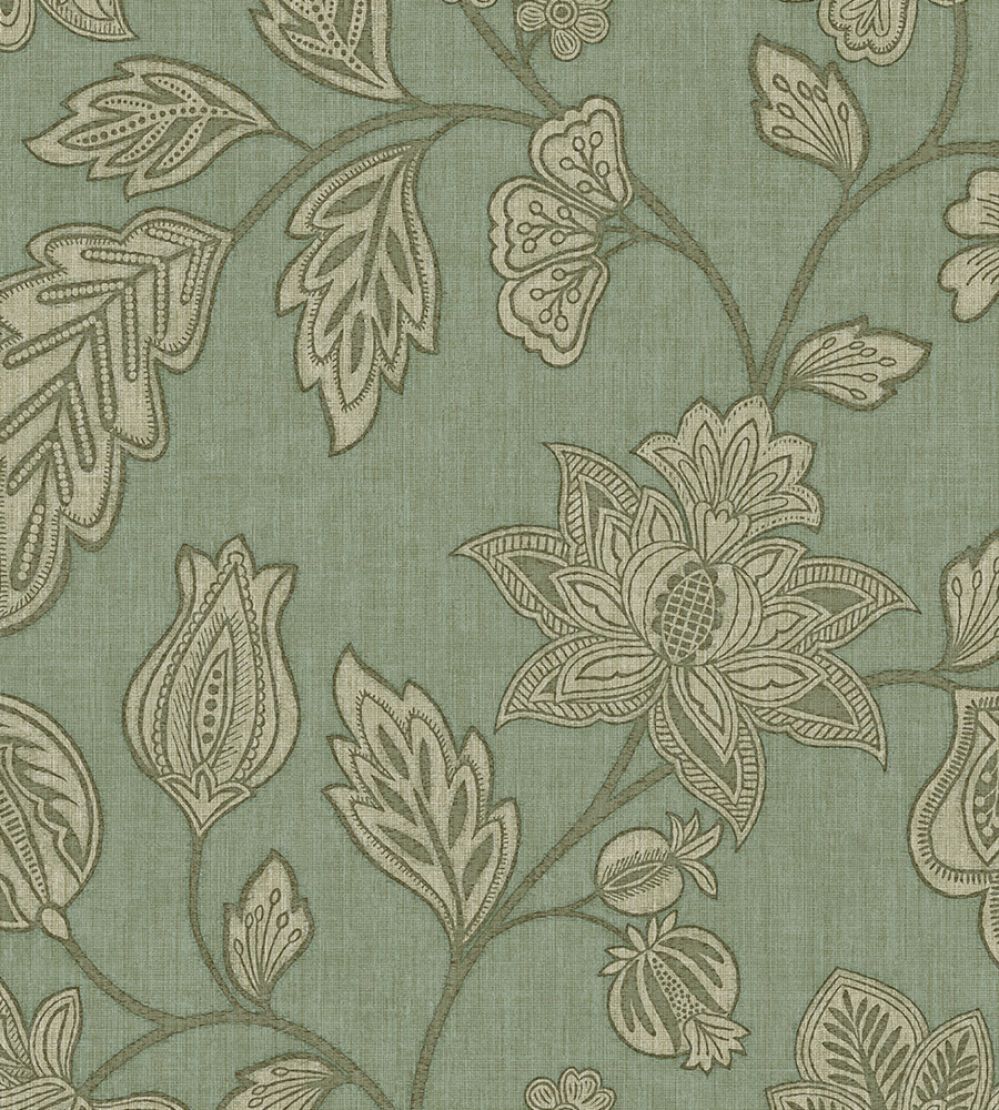 Ikat Flower Trail Wallpaper by Eijffinger Jade