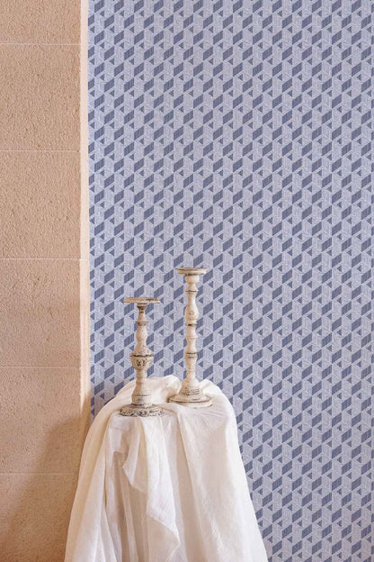 Inca wallpaper by Coordonné in Navy, shown in a styled room