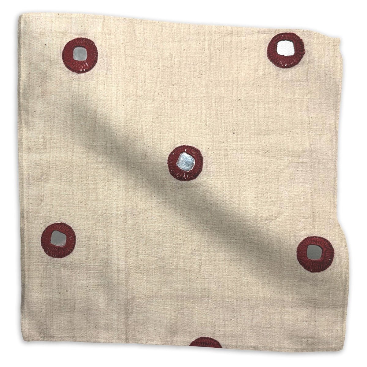 Indian Mirror Fabric by Kathryn M. Ireland in Maroon