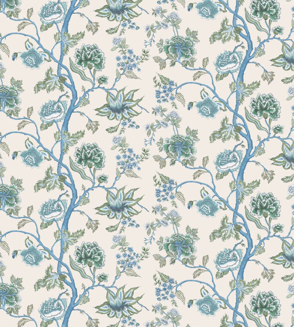 Indienne Wallpaper by Harlequin Cornflower/Pine