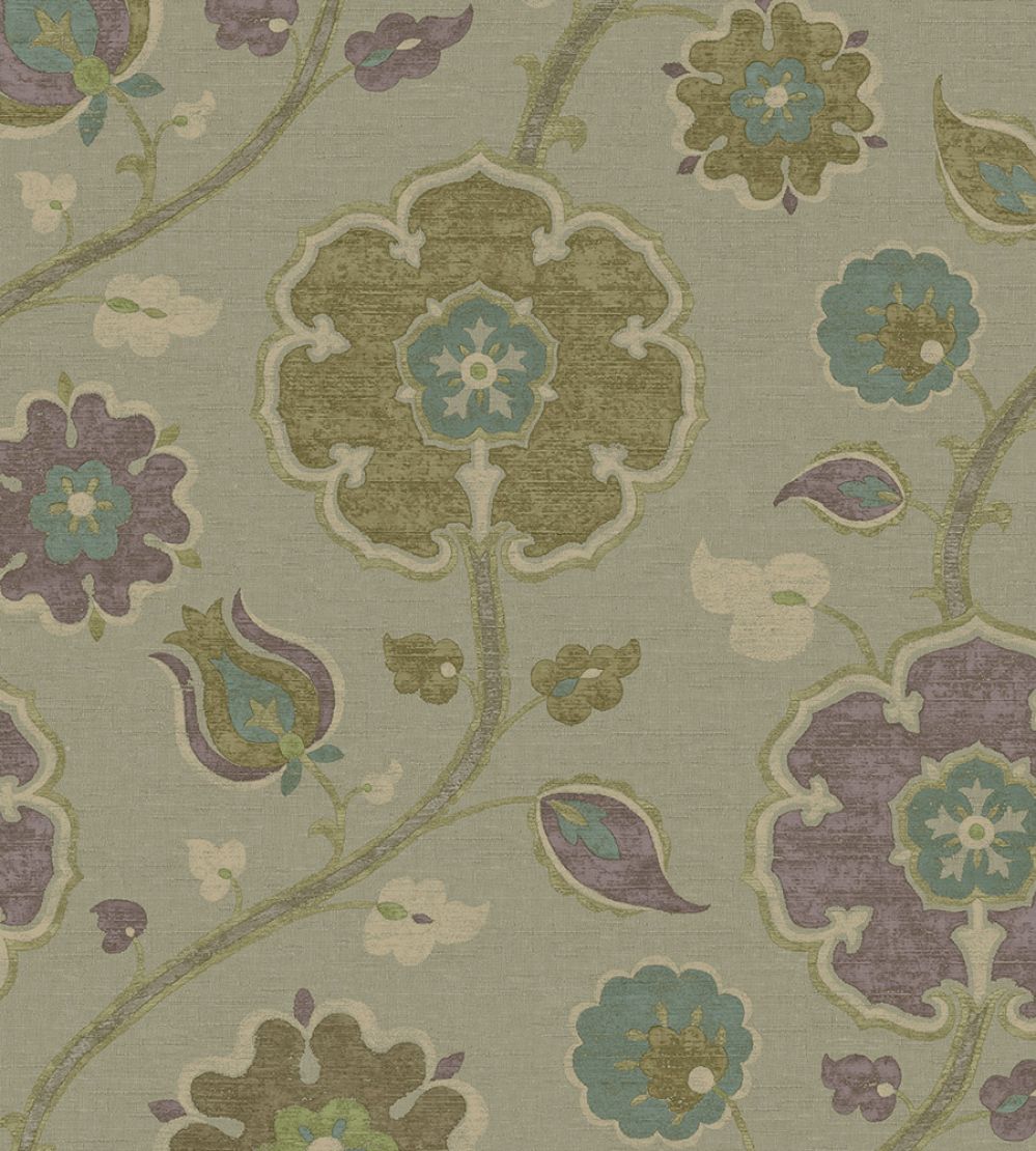 Indira Wallpaper by Eijffinger Olive/Mauve