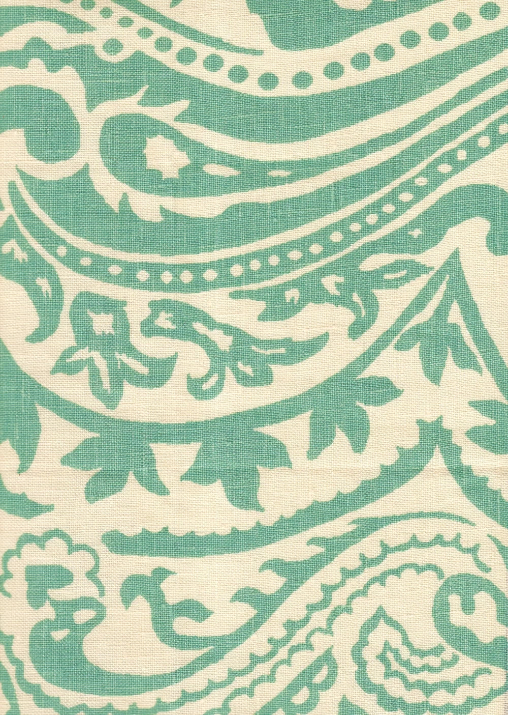 Indochine Paisley French Green on Cream fabric by Home Couture