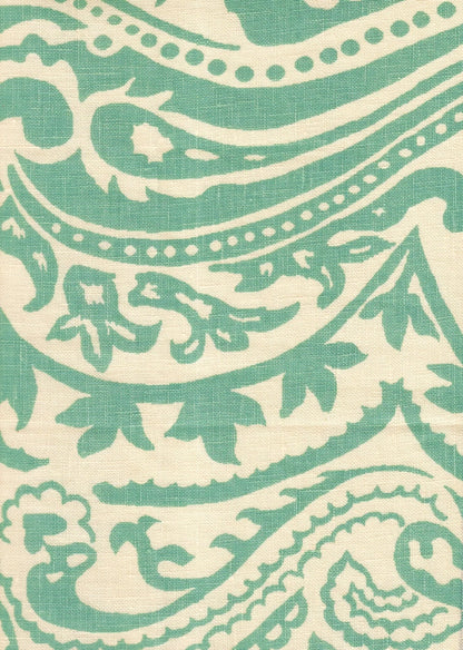 Indochine Paisley French Green on Cream fabric by Home Couture