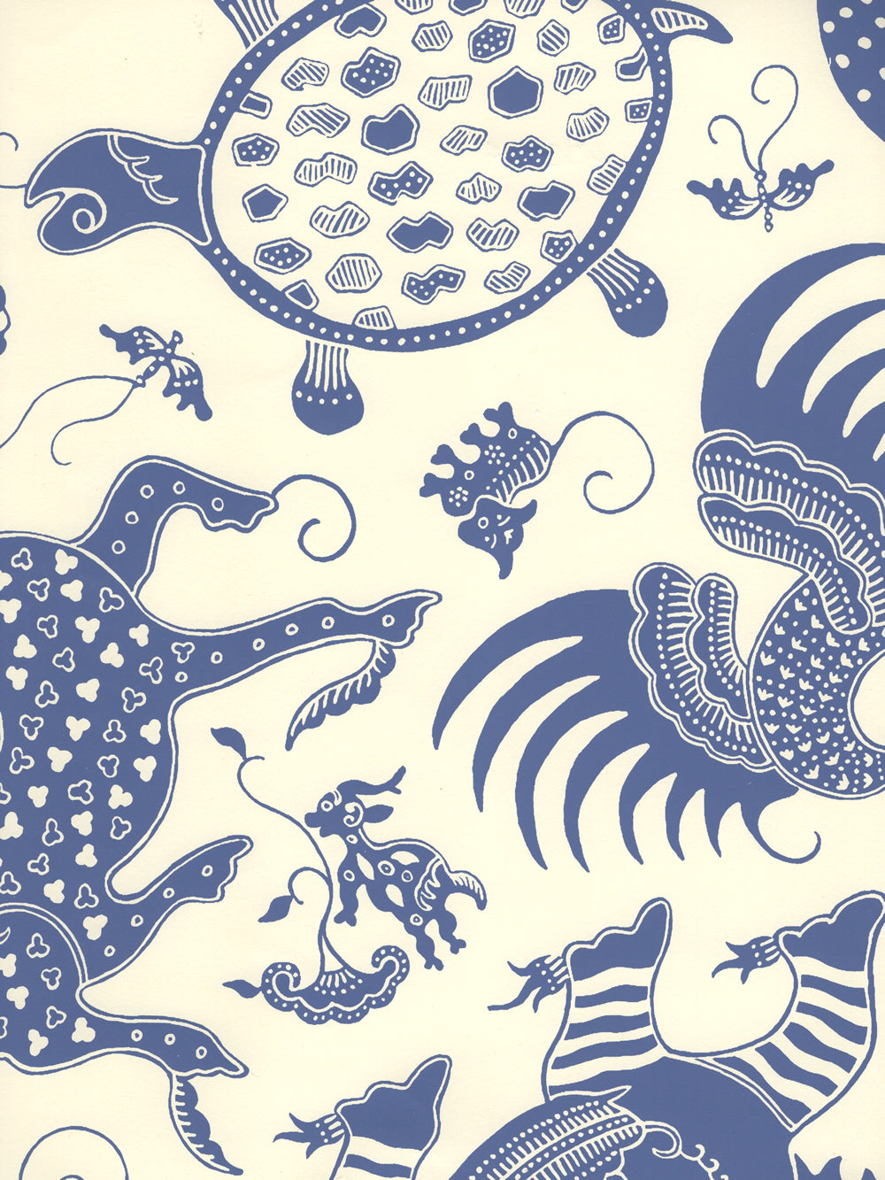 Indramayu Reverse Royal Blue on Off White wallpaper by China Seas