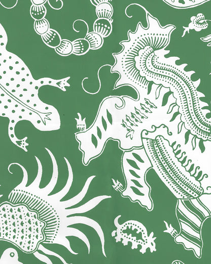 Indramayu Reverse Grassy Green on White Matte Vinyl wallpaper by China Seas