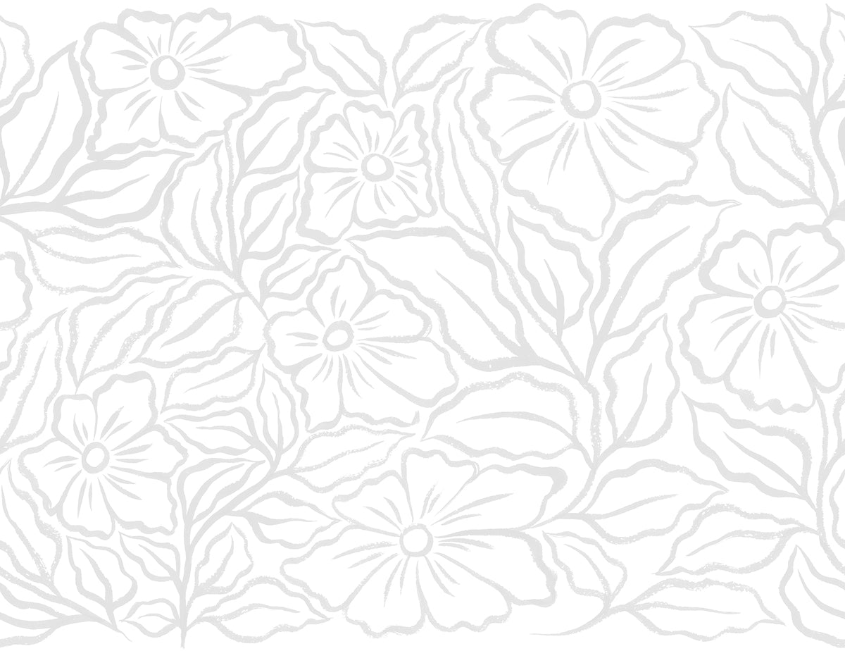 Ink Flowers White mural by Rebel Walls