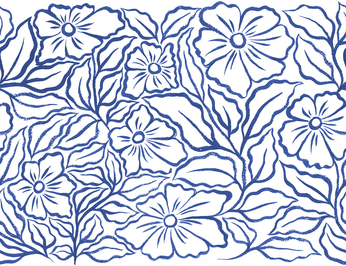 Ink Flowers Blue mural by Rebel Walls