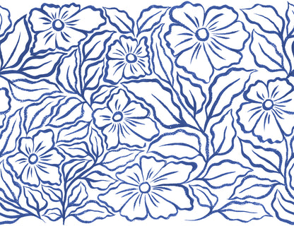 Ink Flowers Blue mural by Rebel Walls