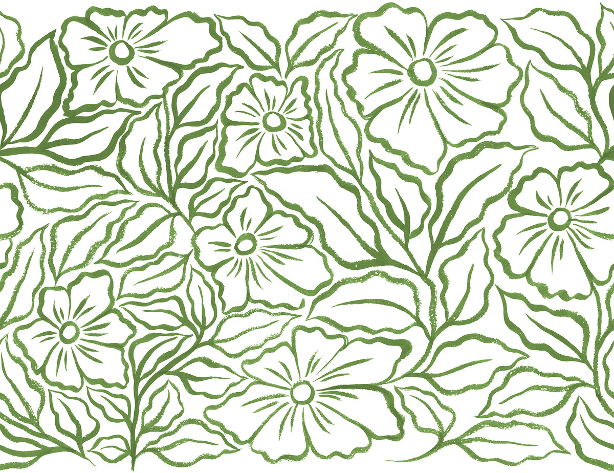 Ink Flowers Green mural by Rebel Walls