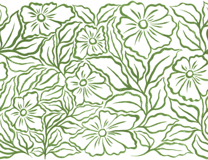 Ink Flowers Green mural by Rebel Walls