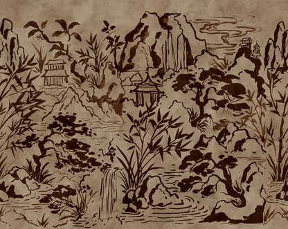 Ink Horizon Brown mural by Rebel Walls