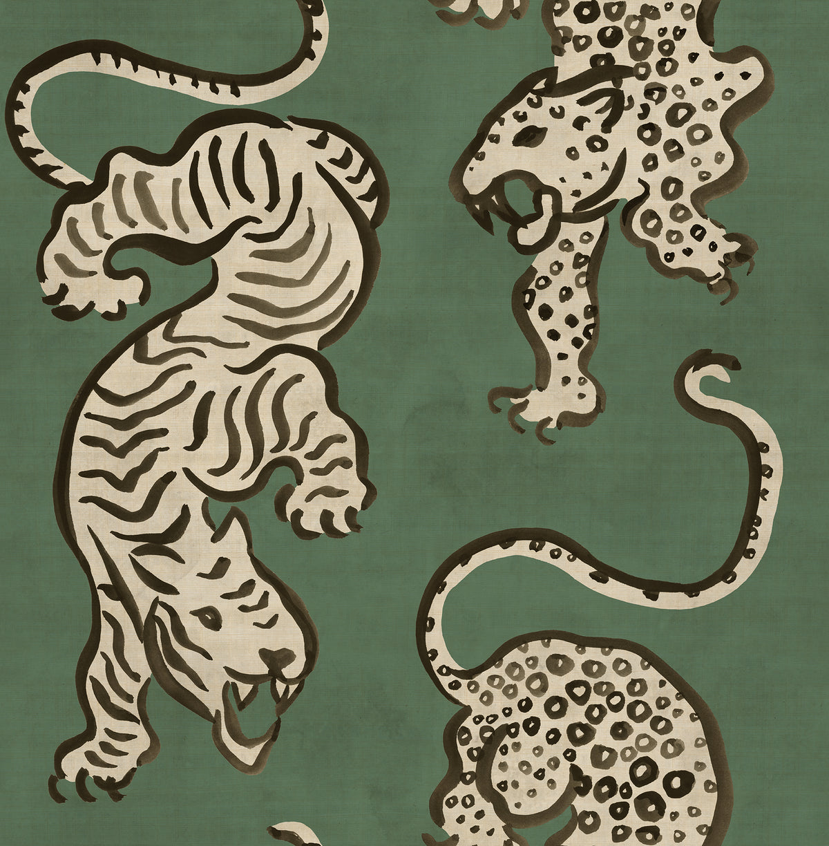 Ink Tiger Green mural by Rebel Walls