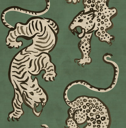 Ink Tiger Green mural by Rebel Walls
