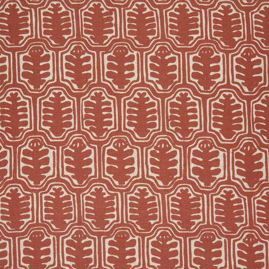 Inuit Printed Linen Fabric by Volga Linen in Rust/Natural