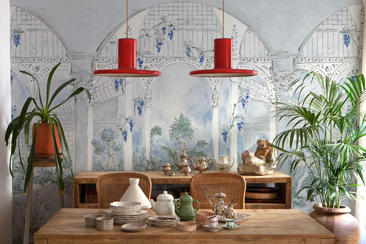 Invernadero mural by Coordonné in Avio, shown in a styled room