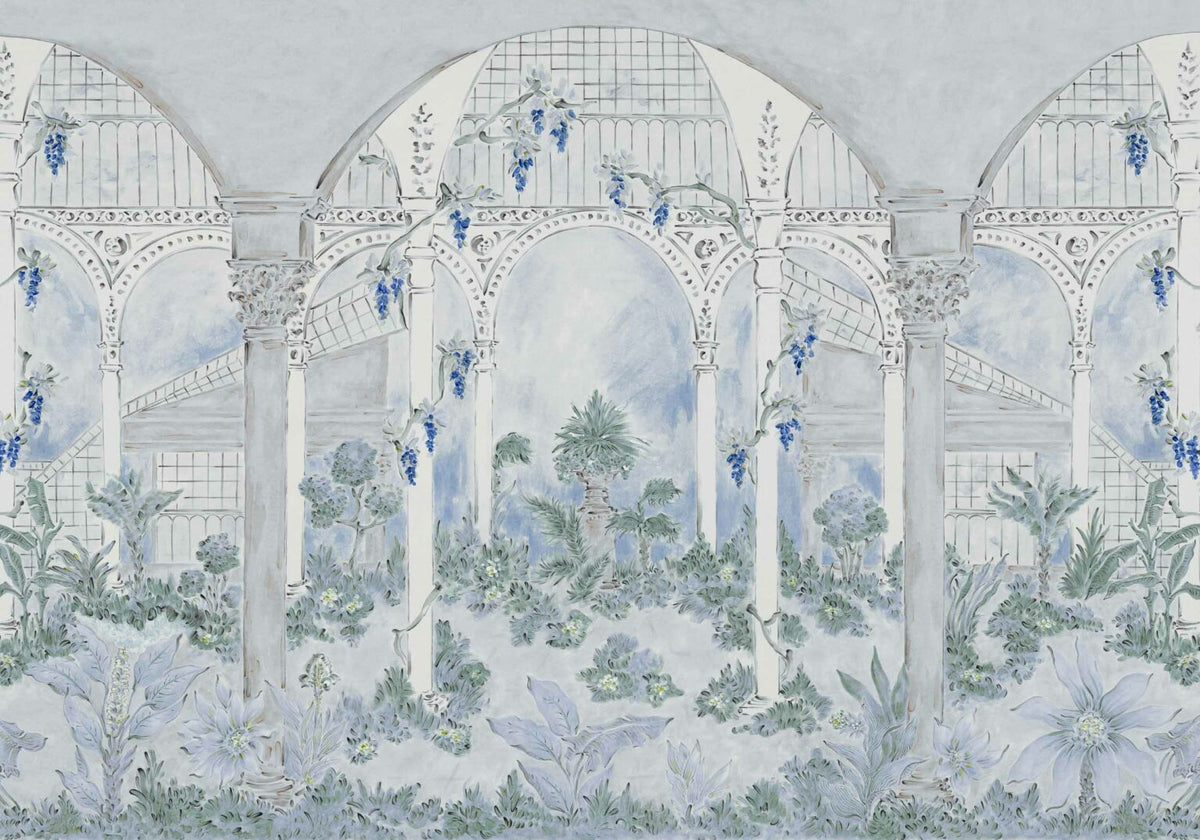 Invernadero mural by Coordonné in Avio, flat pattern view