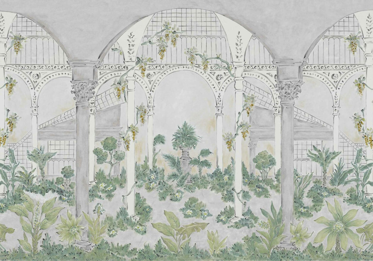 Invernadero mural by Coordonné in Plata, flat pattern view