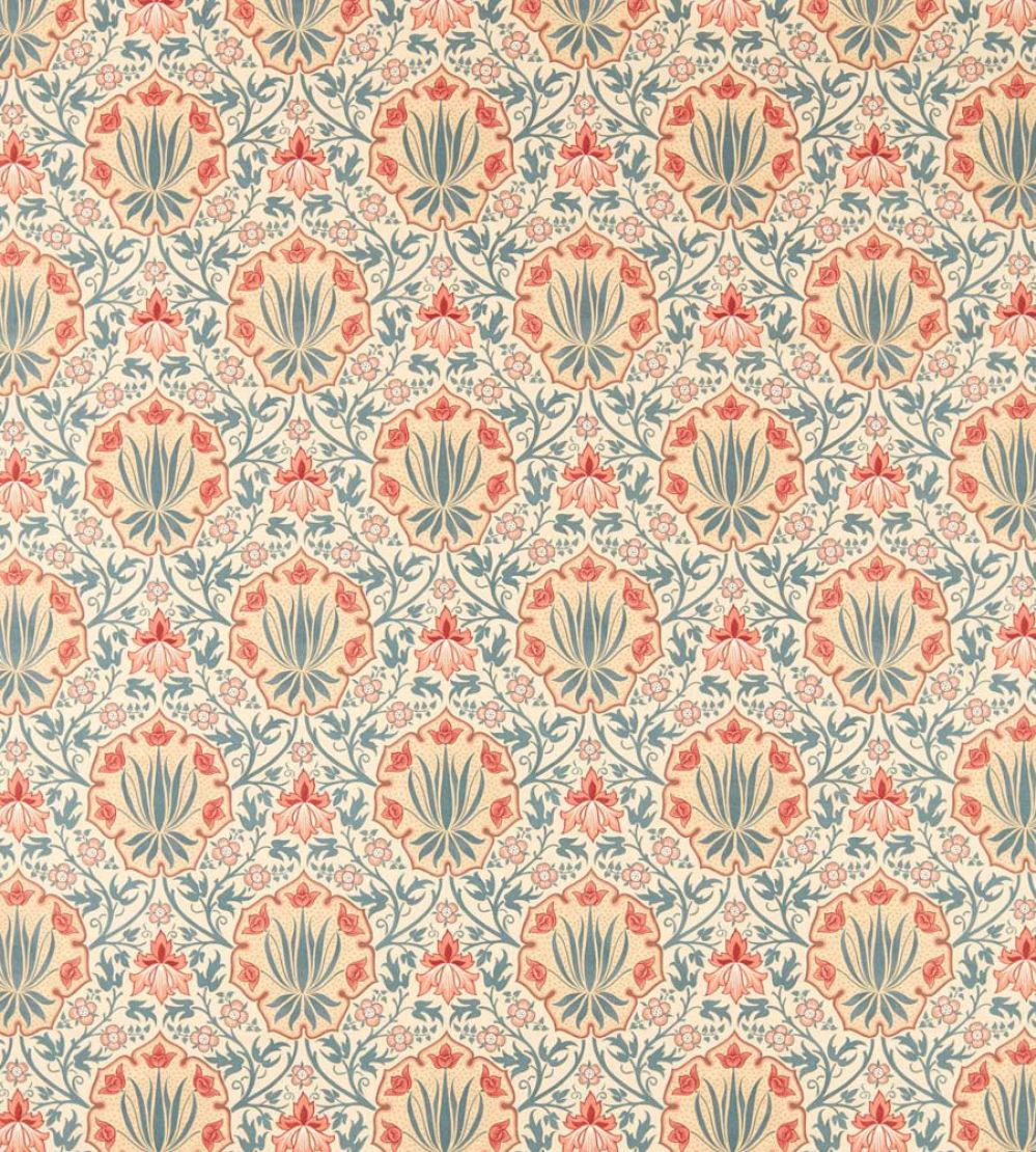 Iris & Rose Fabric by Morris & Co Indigo/Crimson