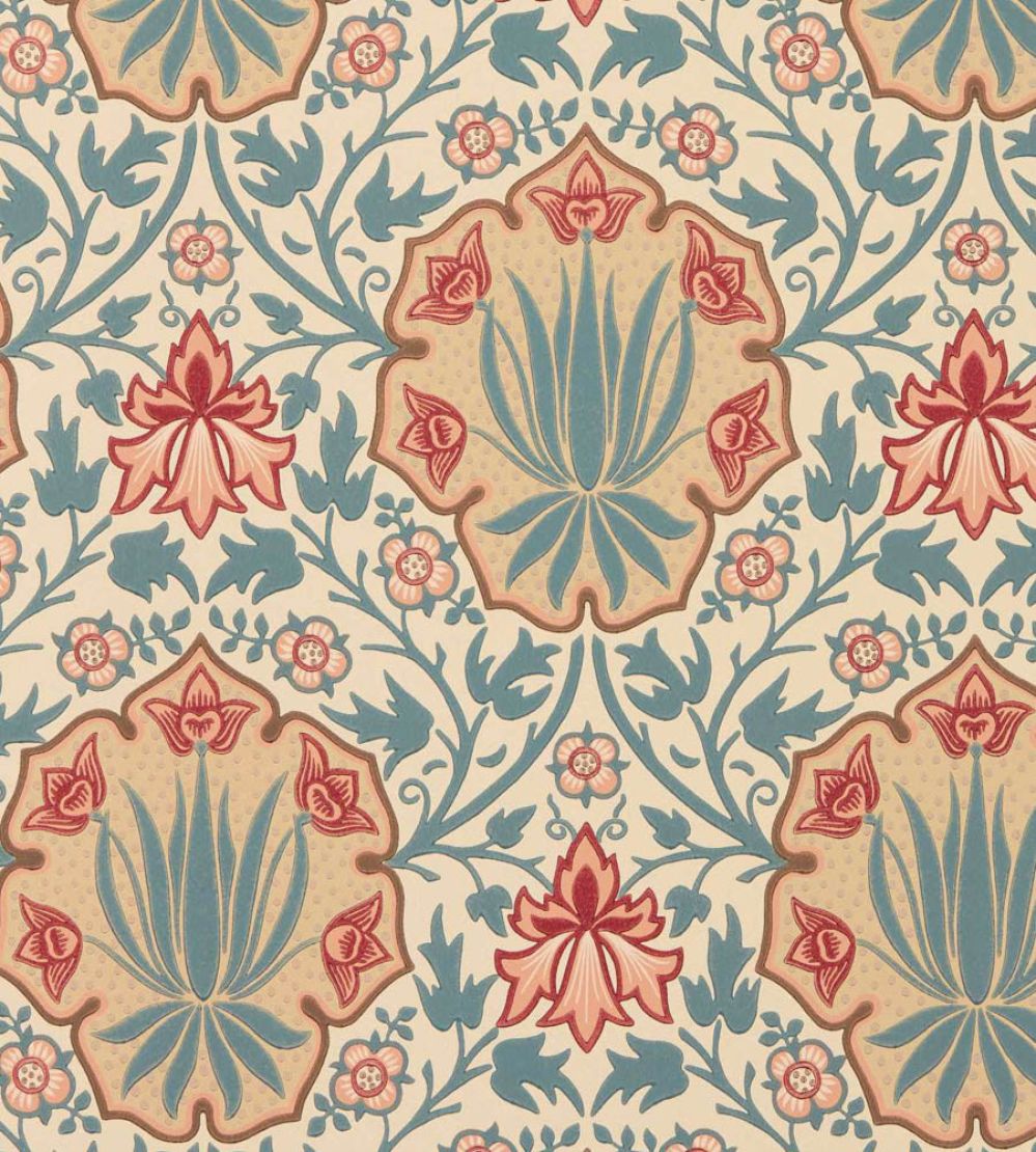 Iris & Rose Wallpaper by Morris & Co Indigo/Crimson