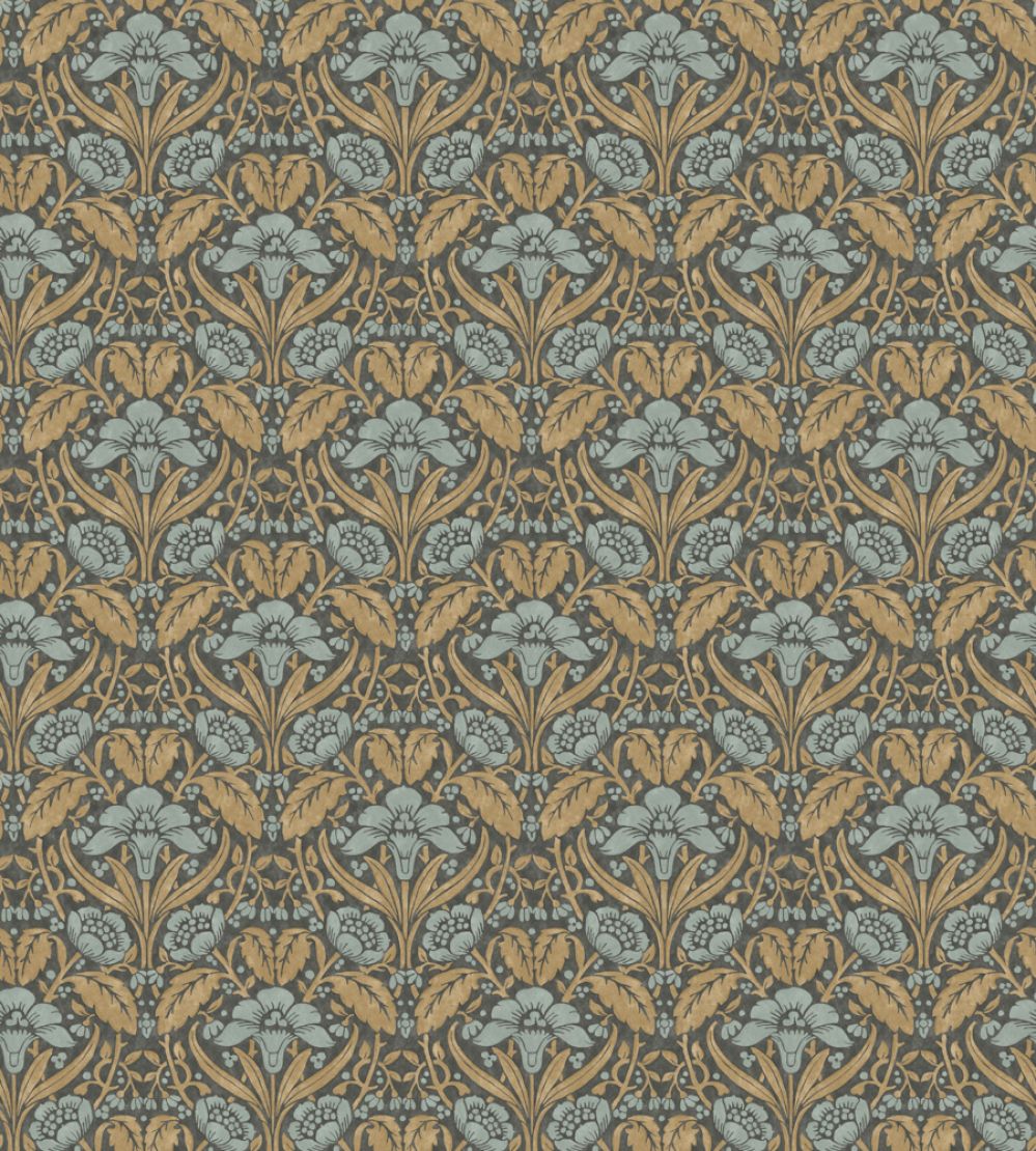 Iris Meadow Wallpaper by GP & J Baker Aqua/Ochre