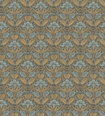 Iris Meadow Wallpaper by GP & J Baker Aqua/Ochre