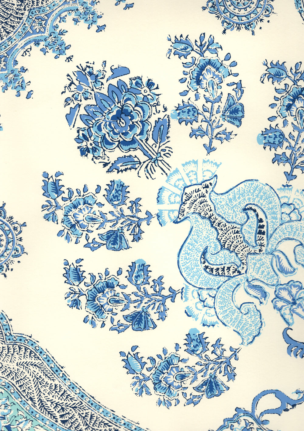 Isfahan Celeste Blue on Off White wallpaper by Home Couture