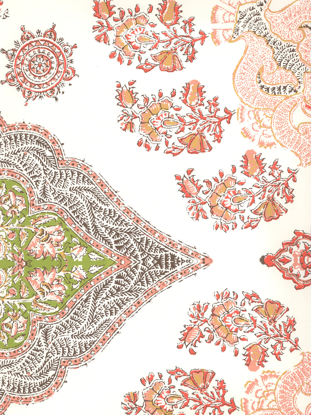 Isfahan Melon Green Brown on Almost White wallpaper by Home Couture