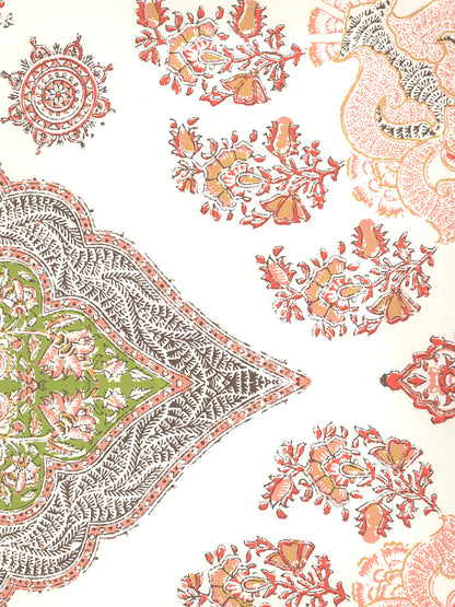 Isfahan Melon Green Brown on Almost White wallpaper by Home Couture