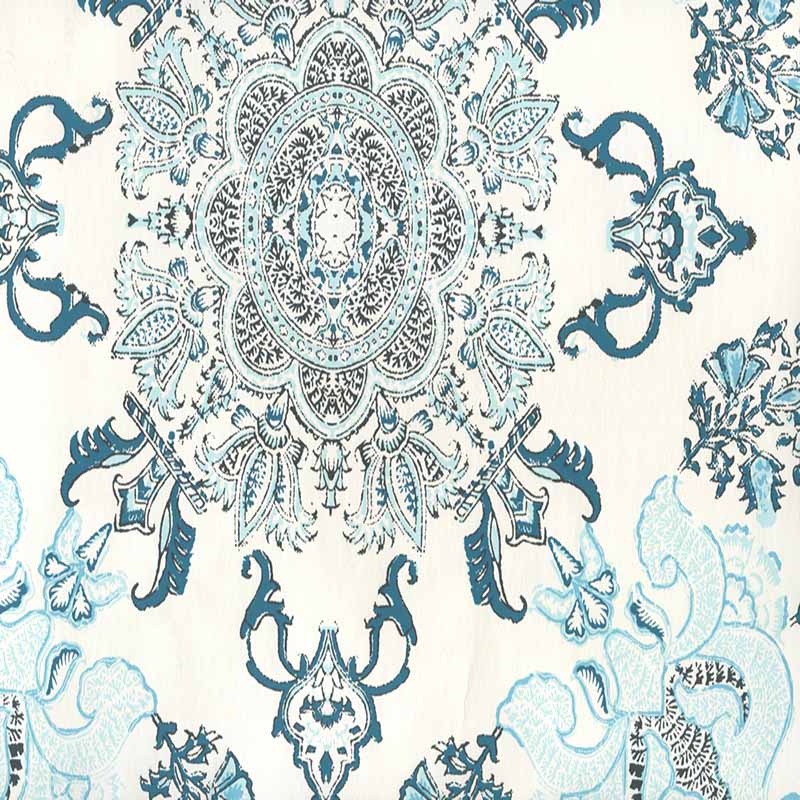 Isfahan Turquoise Celadon Teal on Almost White wallpaper by Home Couture