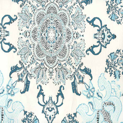 Isfahan Turquoise Celadon Teal on Almost White wallpaper by Home Couture