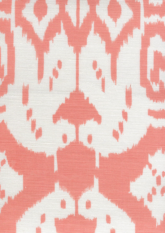 Island Ikat Salmon on White fabric by China Seas