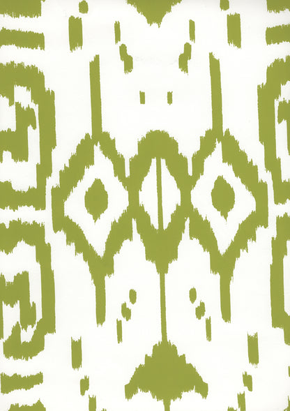 Island Ikat Palm Green on White wallpaper by China Seas