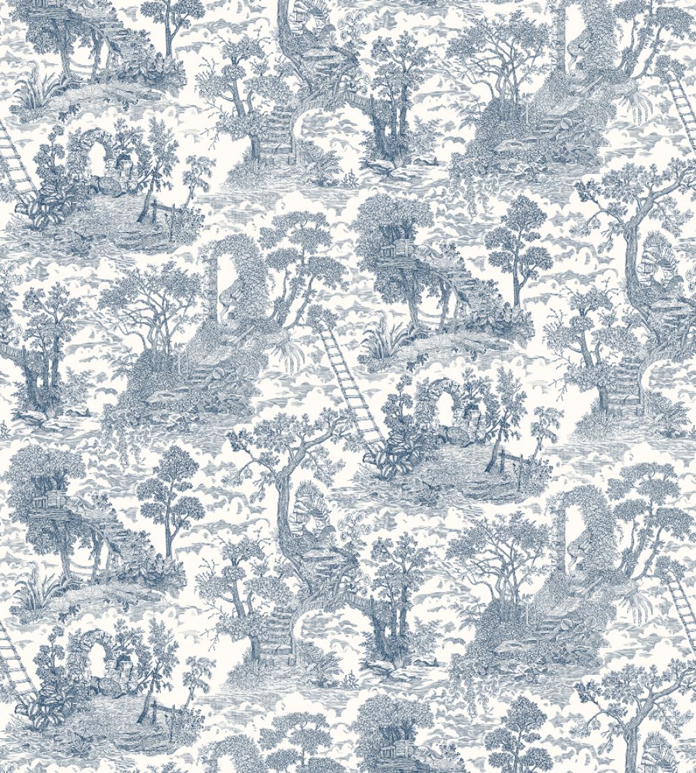 Islet Hoping Toile Wallpaper by Josephine Munsey Blue