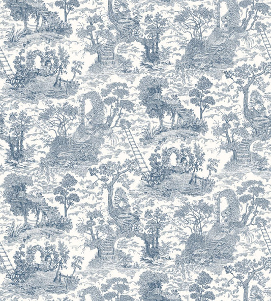 Islet Hoping Toile Wallpaper by Josephine Munsey Blue