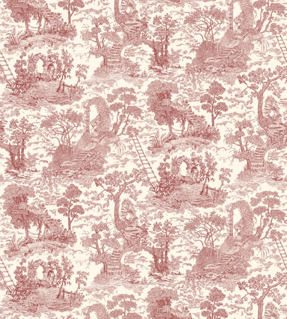 Islet Hoping Toile Wallpaper by Josephine Munsey Red