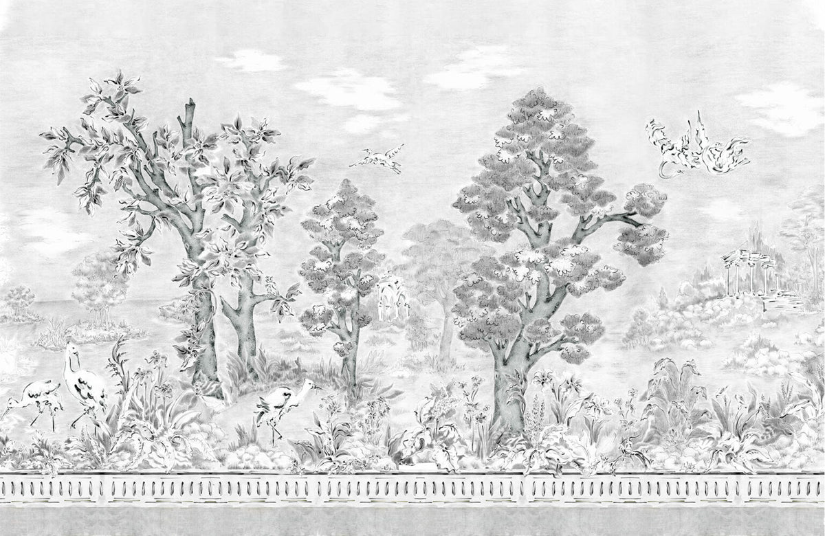 Jacaranda mural by Coordonné in Noche, flat pattern view