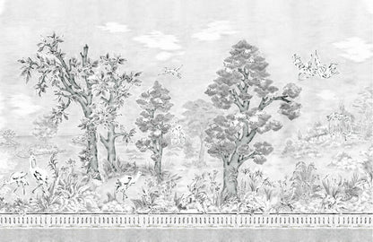 Jacaranda mural by Coordonné in Noche, flat pattern view