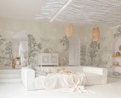 Jacaranda mural by Coordonné in Tarde, shown in a styled room