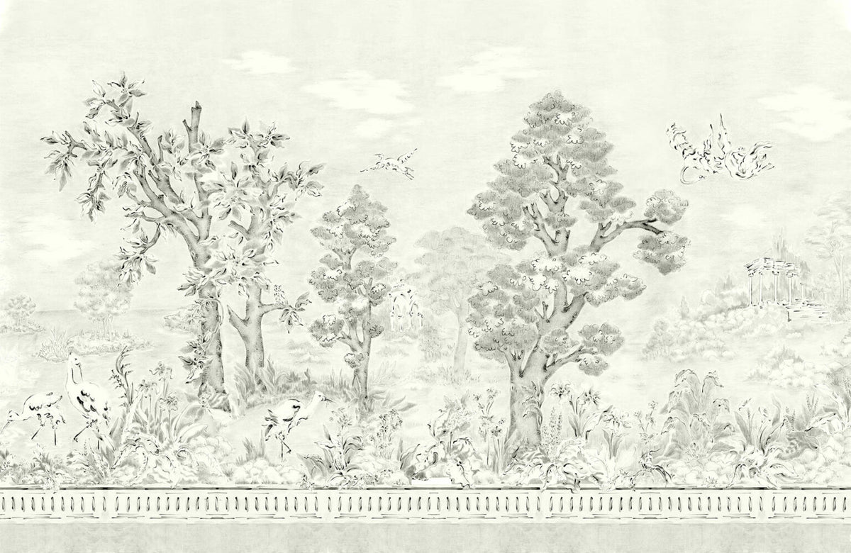 Jacaranda mural by Coordonné in Tarde, flat pattern view