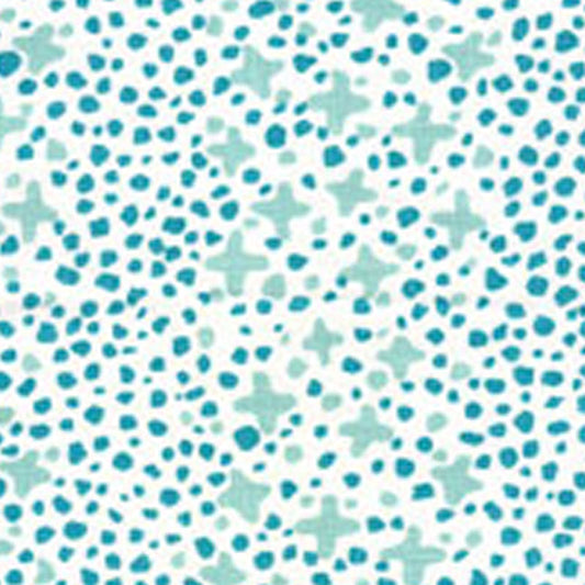 Jacks II French Green Turquoise Dots on White fabric by Alan Campbell