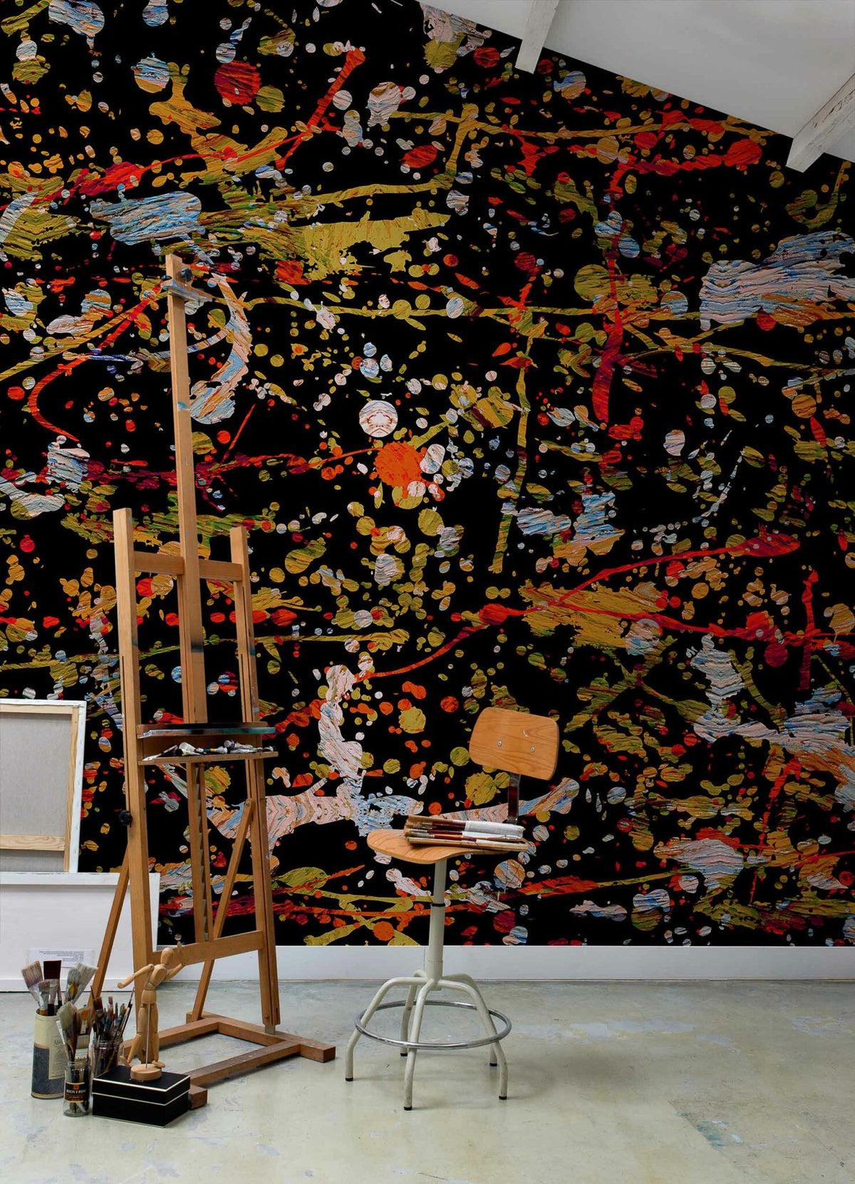 Jackson mural by Coordonné in Black, shown in a styled room