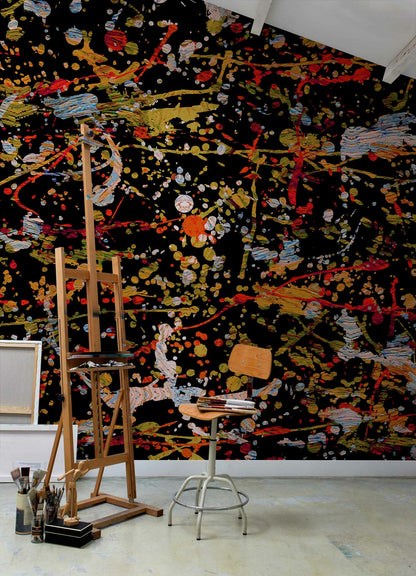 Jackson mural by Coordonné in Black, shown in a styled room
