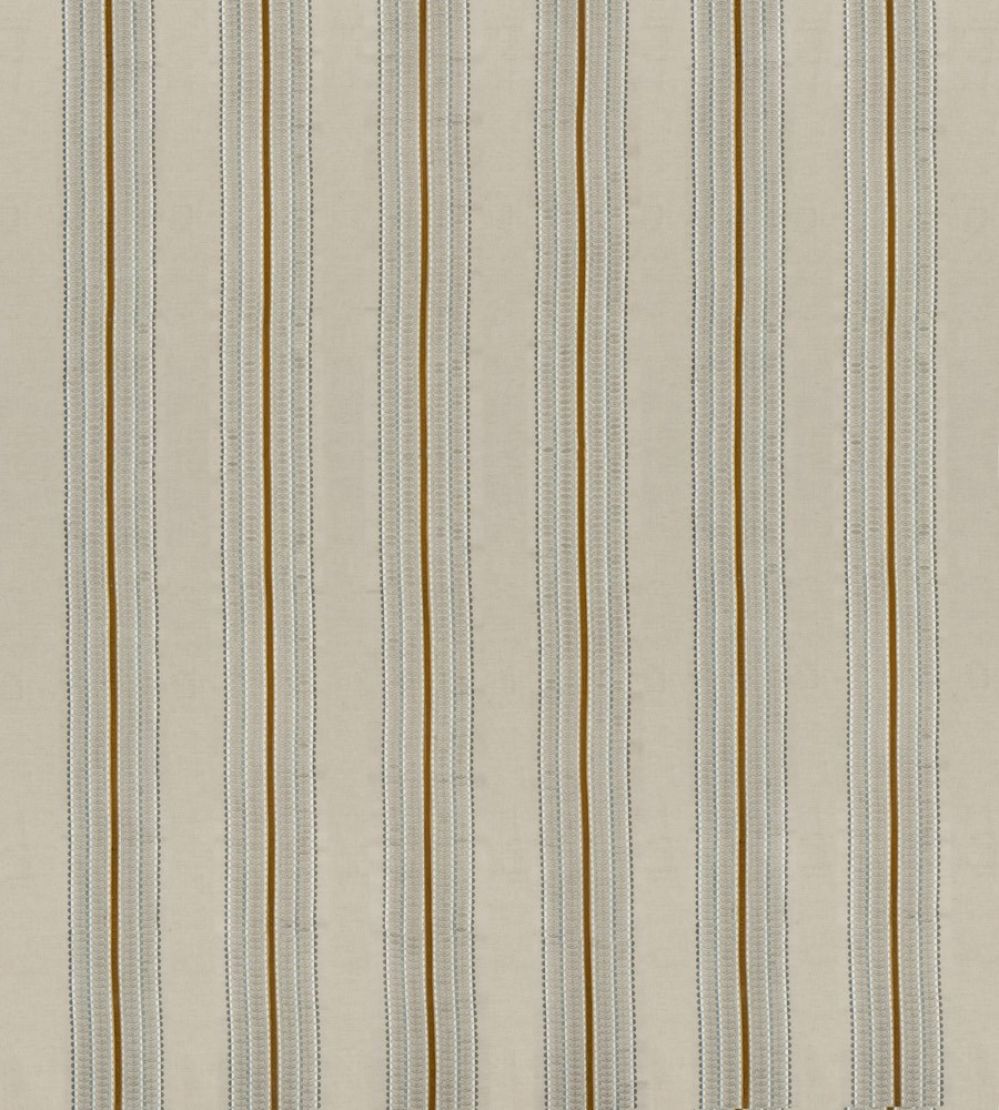 Ceylon Stripe Fabric by James Hare Natural / Ochre