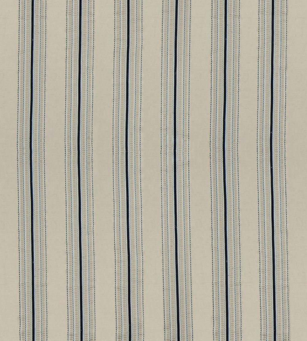Ceylon Stripe Fabric by James Hare Natural / Indigo