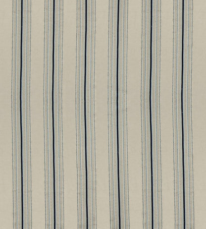 Ceylon Stripe Fabric by James Hare Natural / Indigo