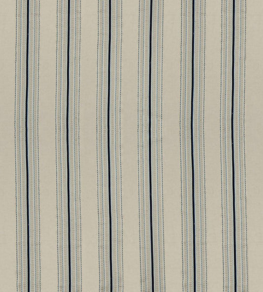 Ceylon Stripe Fabric by James Hare Natural / Indigo
