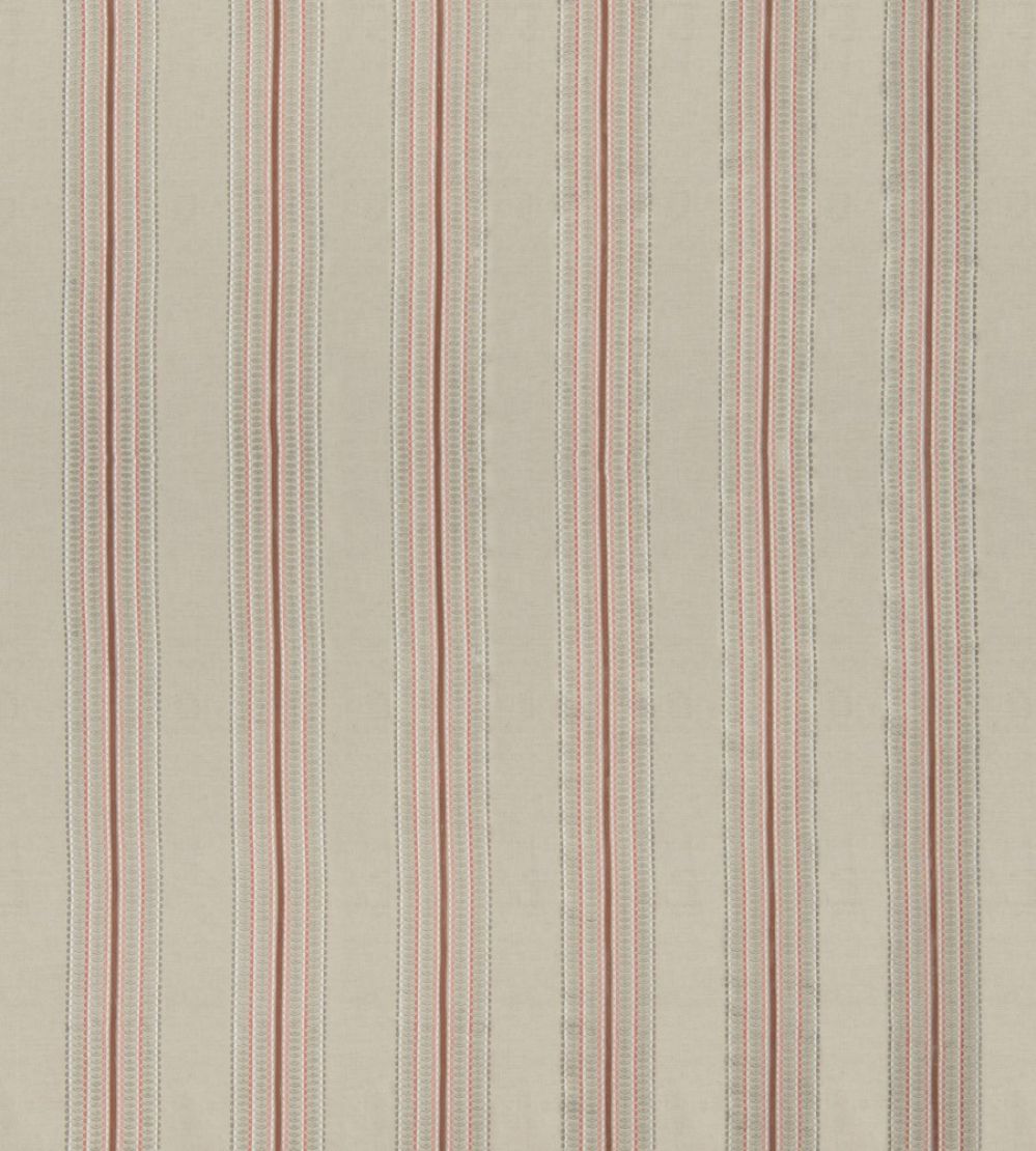 Ceylon Stripe Fabric by James Hare Natural / Dusky Rose
