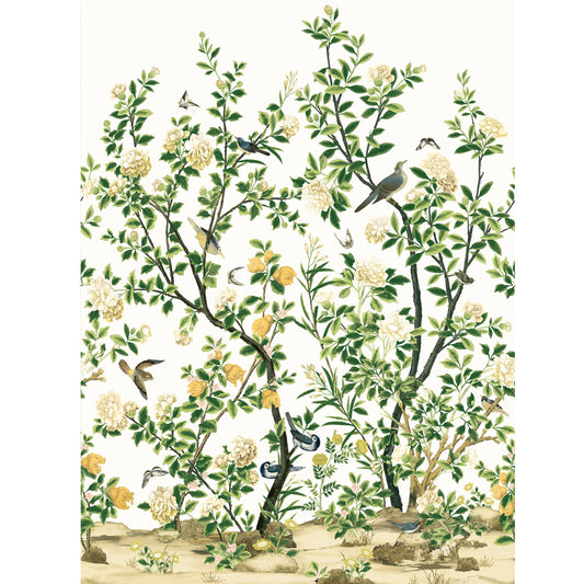 Jardin Bloom Mural by Thibaut in White (TM13666)