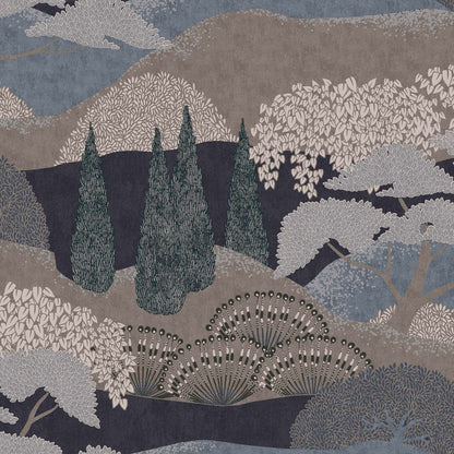 Jardín Japonés wallpaper by Coordonné in Añil, flat pattern view